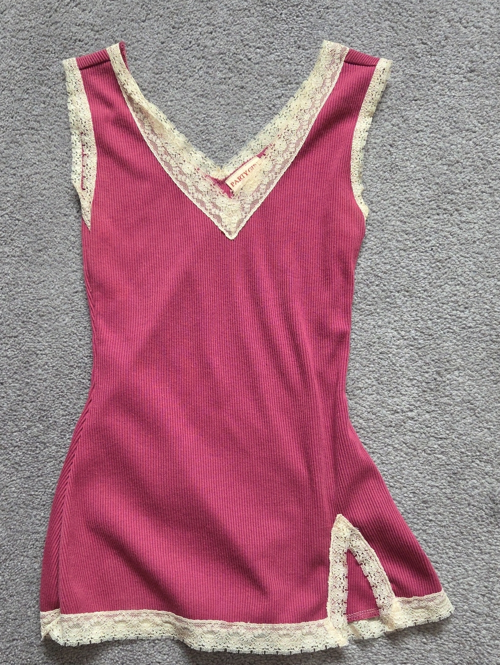 Pink Lace-Trim Intimate Slip Dress